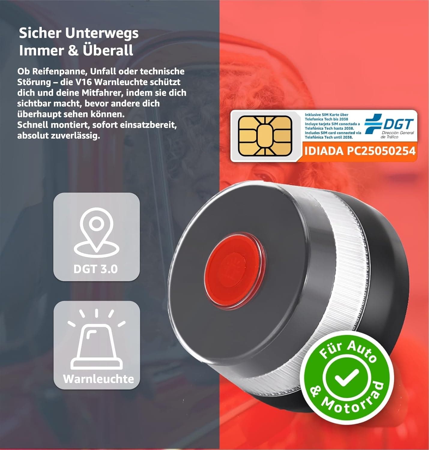 TK Gruppe Timo Klingler DGT 3.0 Warnleuchte V16 mit SIM für Spanien ab 2026 - zugelassen nach IDIADA - Auto & Motorrad
TK Gruppe Timo Klingler DGT 3.0 Warnleuchte V16…