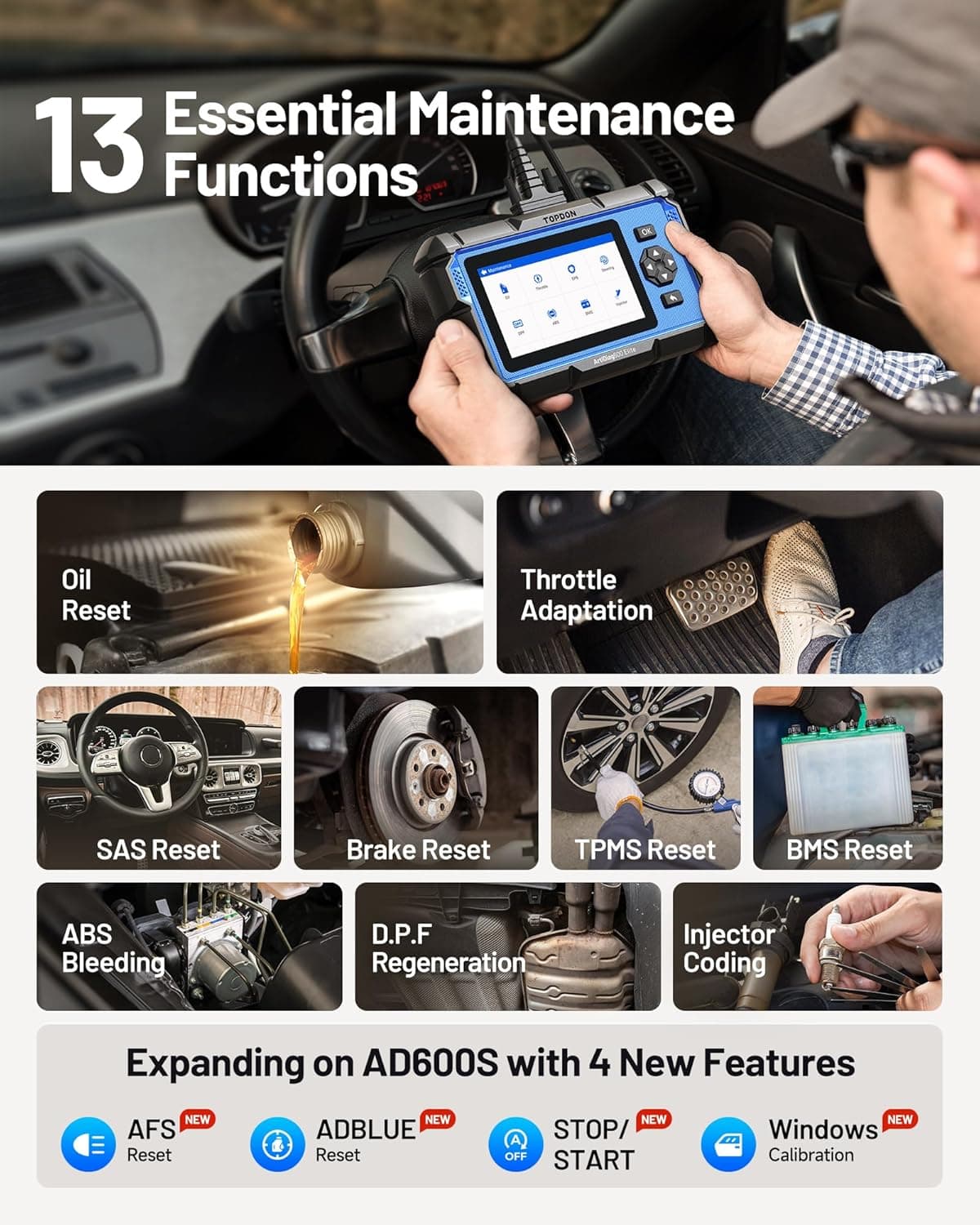 TOPDON ArtiDiag600 Elite OBD2 Diagnosegerät mit 13 Funktionen 🔧