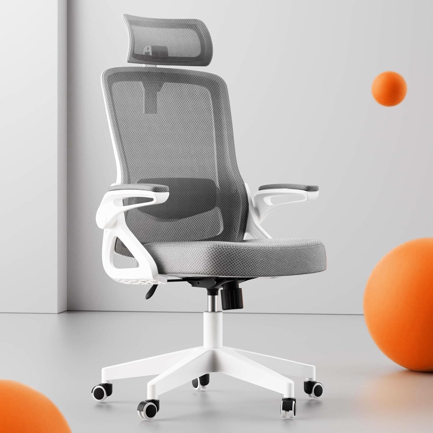 Tweakio Bürostuhl Ergonomisch mit S‑Form, 90° Flip‑Armlehne 💺