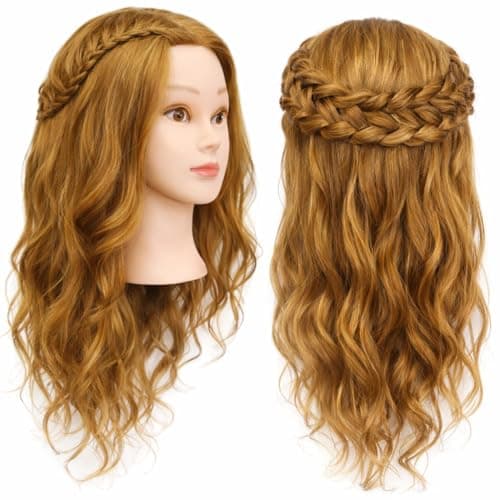 TwoWin Übungskopf 80% Echthaar Friseurkosmetik Kopf mit Ständer 1 Stück ⌚