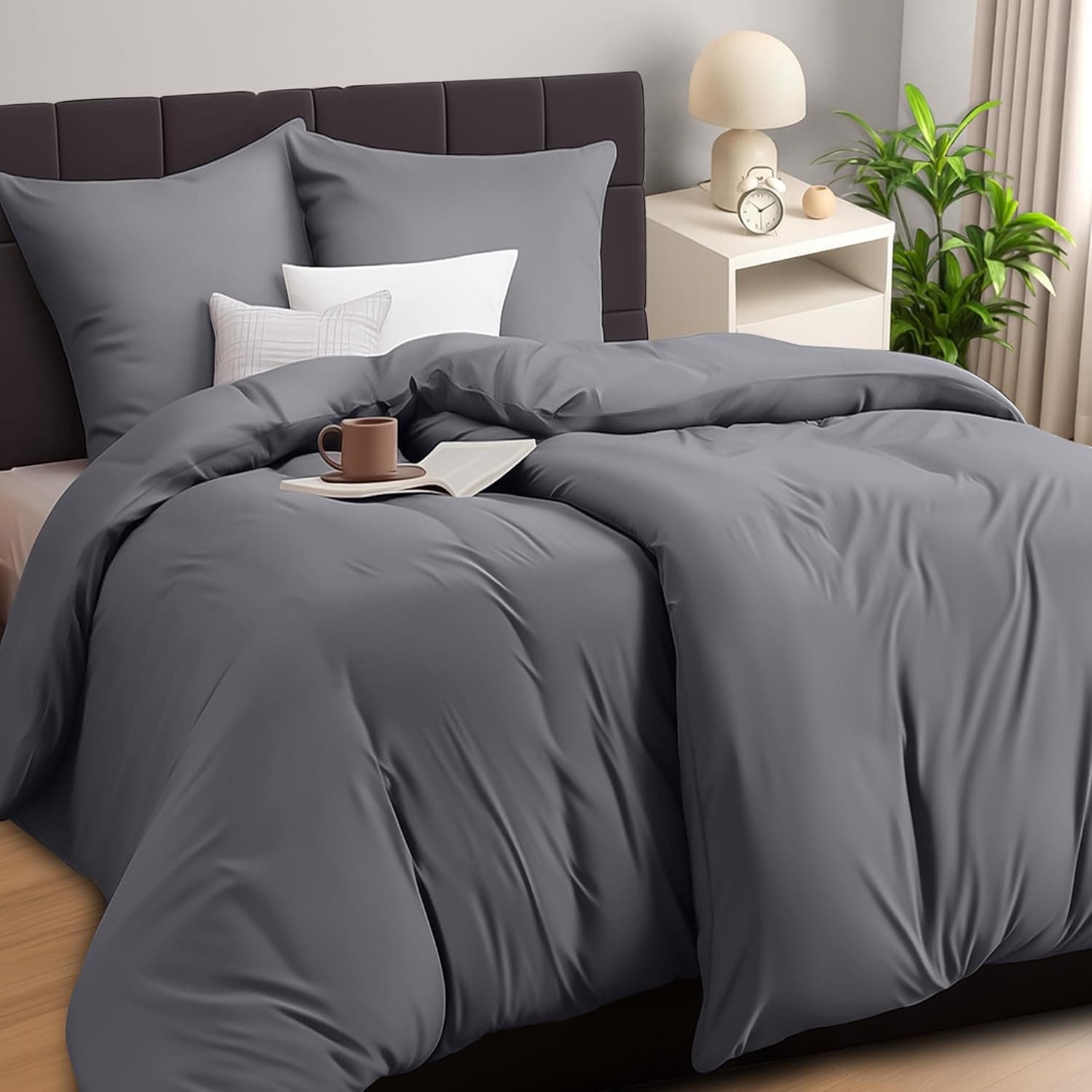 Utopia Bedding Bettwäsche 135x200 4tlg Grau ⌚