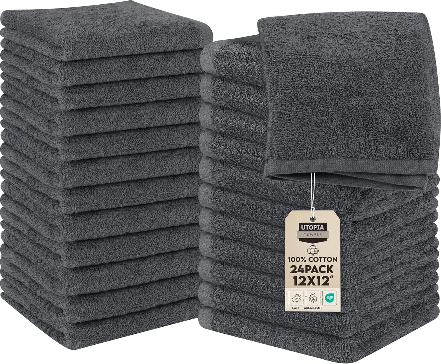 Utopia Towels Seiftücher 24 Stk 30x30 cm graue Baumwolle ⌚