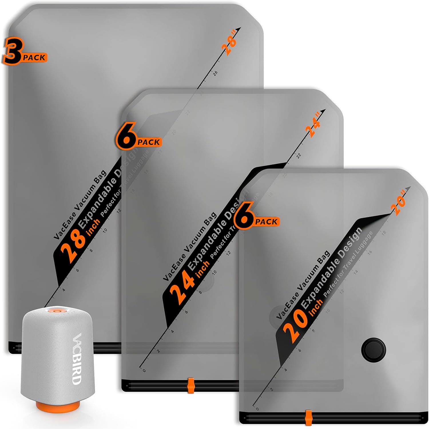 Vacbird Vakuumbeutel Kleidung mit Kabellose Pumpe 15 Stück 📦