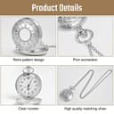 Thumbnail 2 de Vicloon Vintage Taschenuhr Retro Quarz mit Kette ⌚