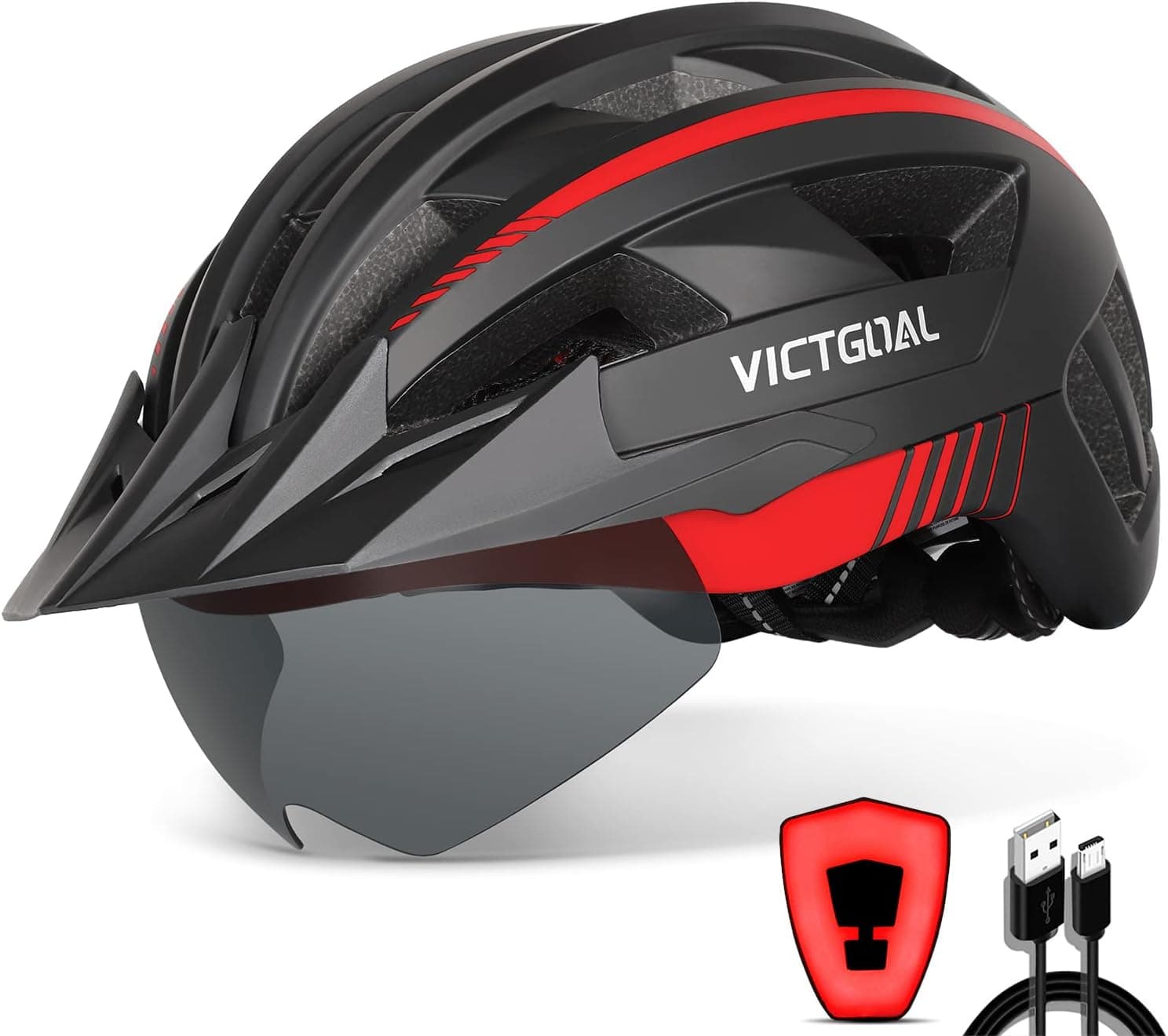VICTGOAL Fahrradhelm MTB Herren Damen mit Visier ⌚🎧?