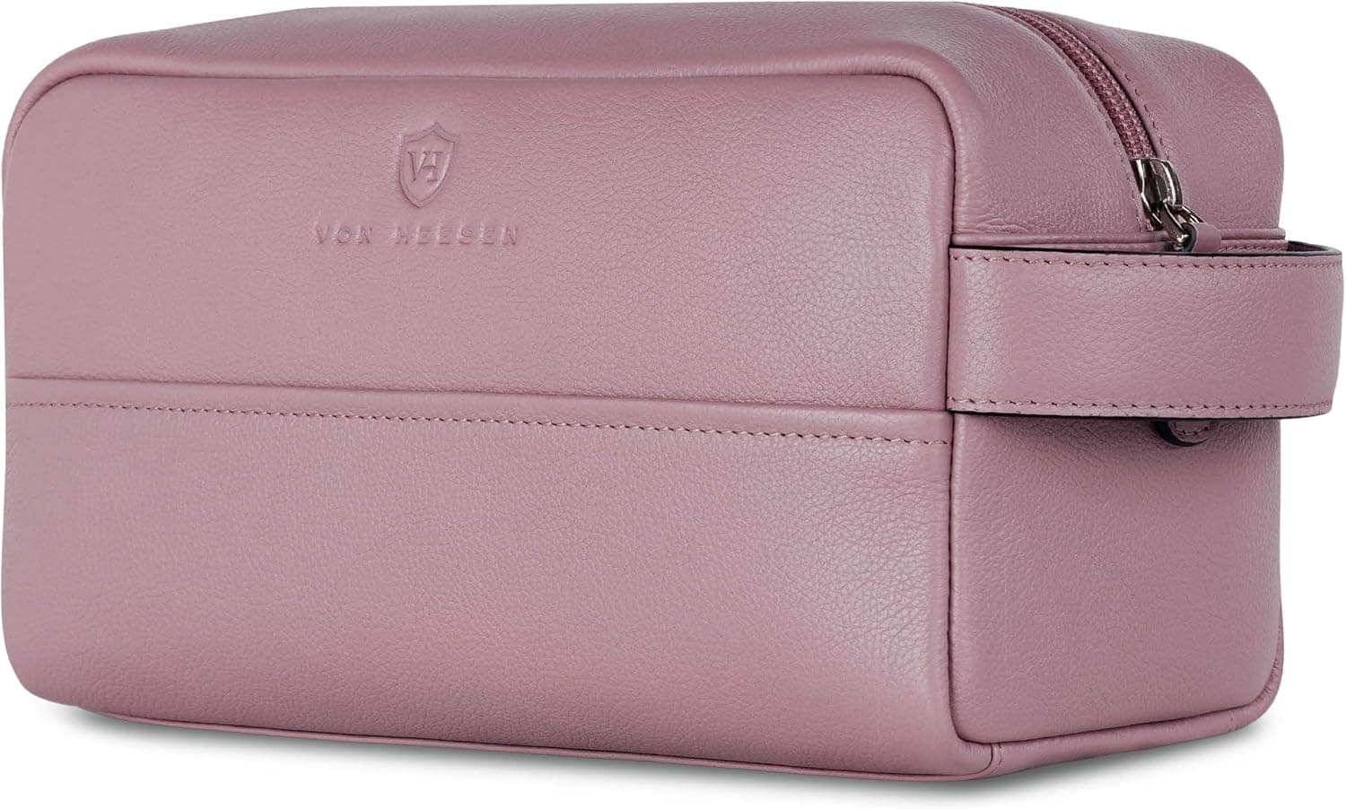 VON HEESEN Kulturbeutel Leder Kulturtasche – Lavendel, 1 Hauptfach ⌚