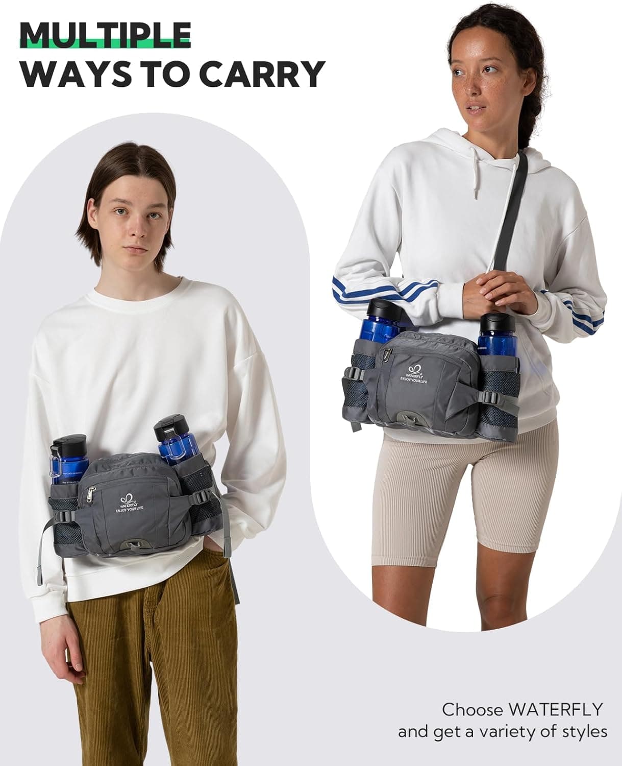 WATERFLY Gürteltasche mit Flaschenhalter – Bauchtasche für Wandern ⌚