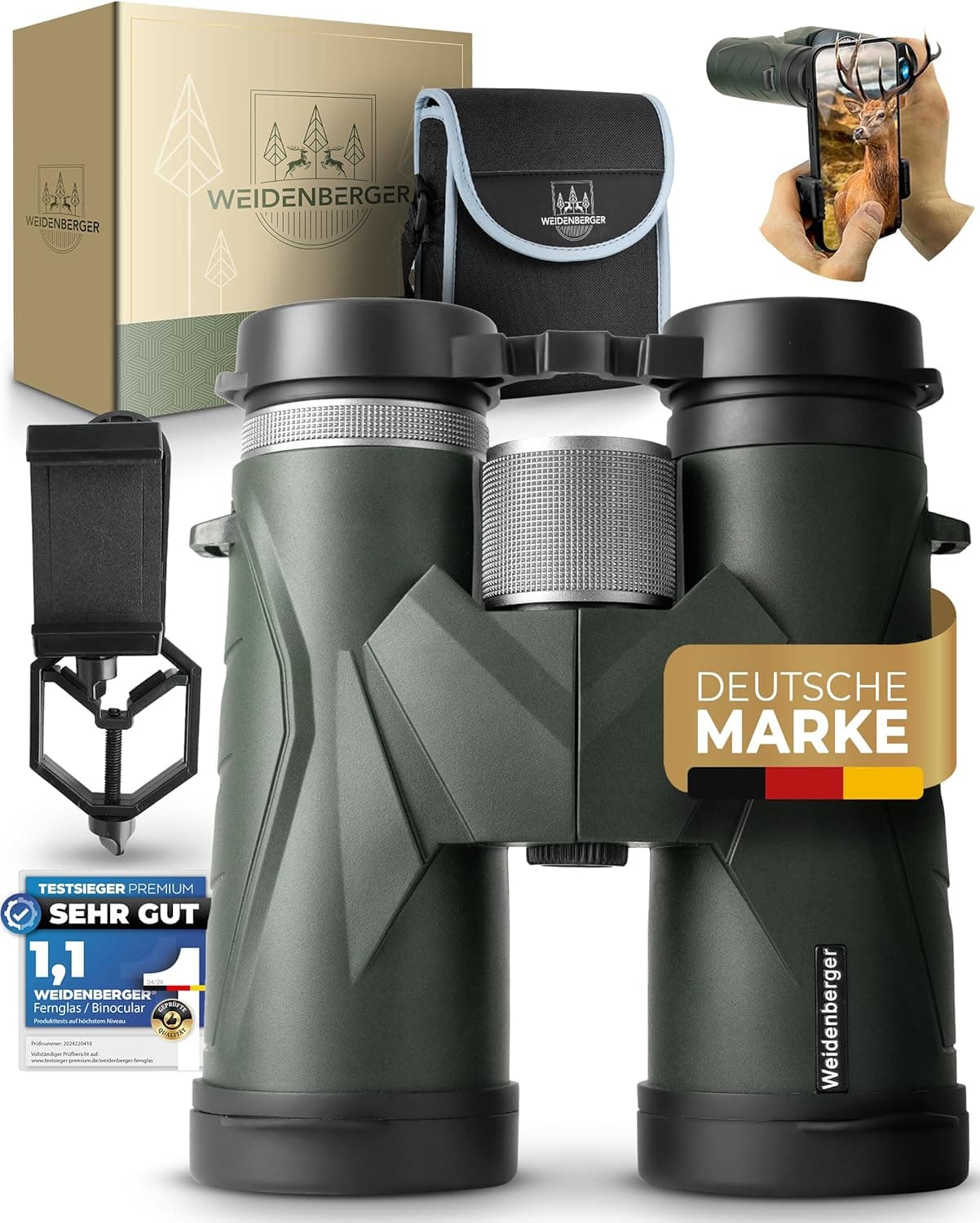 Weidenberger 12x42 Fernglas BAK4 HD, wasserdicht 🔭