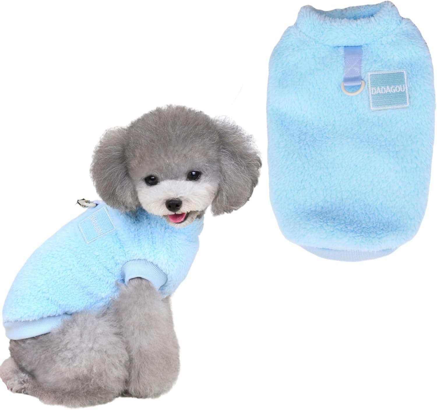 Wintermantel Hund klein mit D-Ring blau 🐶