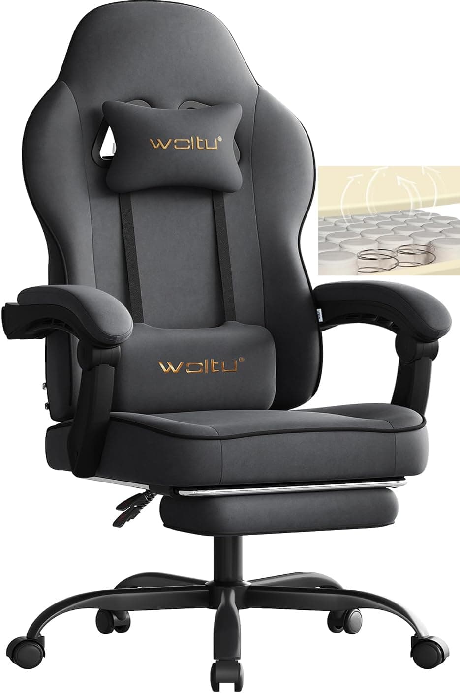 WOLTU Gaming Stuhl Stoff ergonomisch mit Fußstütze 🎮