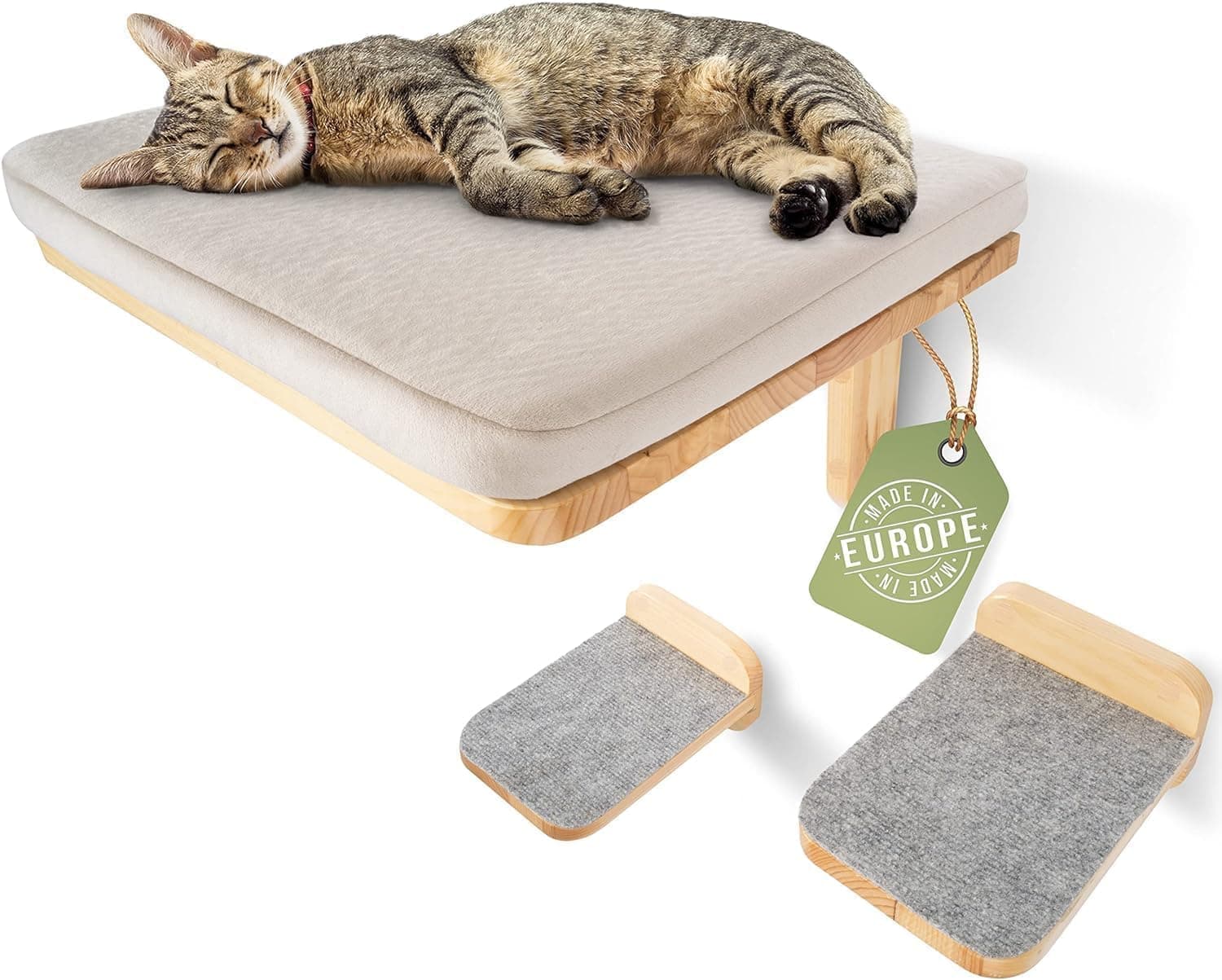 WOOWOOD Kletterwand für Katzen mit 2 Treppen 🎯🐱