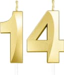 Thumbnail principal de Yiran 3D Gold Geburtstagskerzen,Geburtstagskerzen Zahlen 14,Kuchendeko Geburtstag,Geburtstagskerzen für Geburtstagsdeko,Kuchen Dekoration für Männer Frauen Geburtstag Jubiläen Party