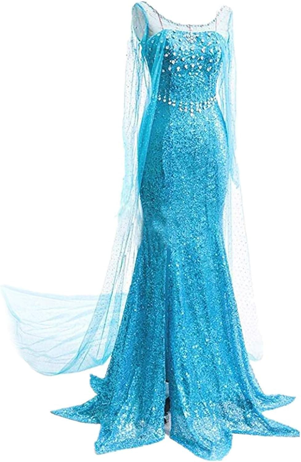 YOSICIL Prinzessin Elsa Kleid Damen Cosplay S–2XL 👗