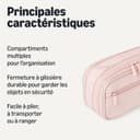 Thumbnail 1 de Amazon Basics Trousse multi-compartiments grande capacité Uni rose pale 🎒