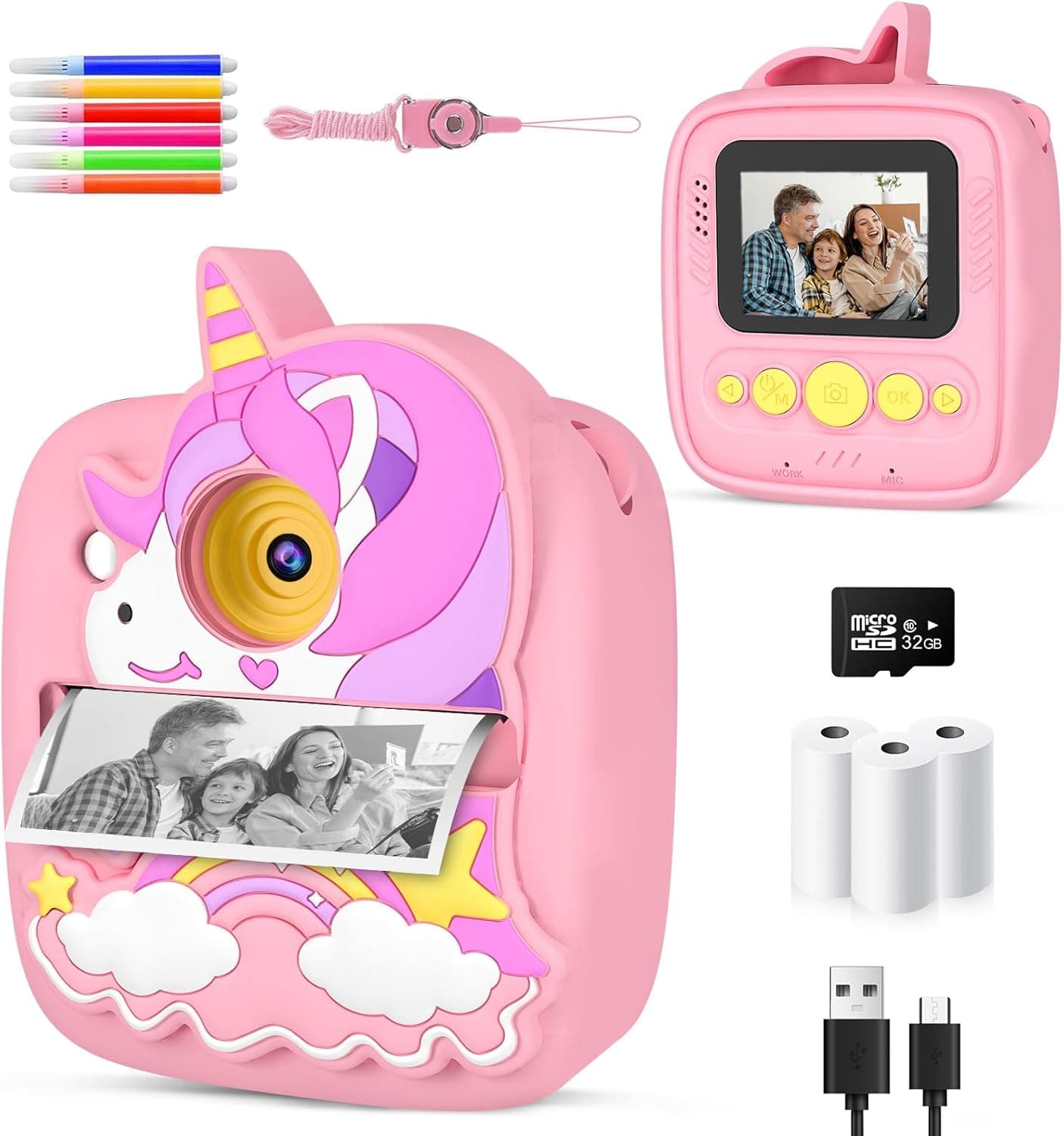 Appareil photo instantané enfants 48MP 1080p avec 32GB 📷