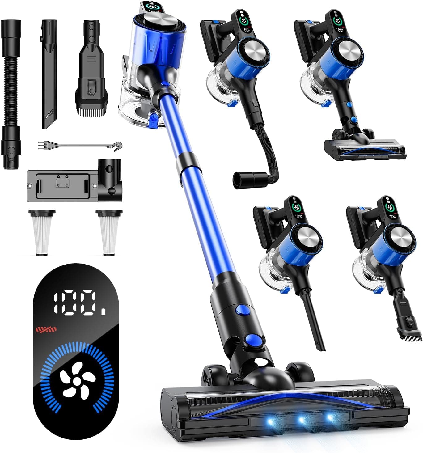 Aspirateur Balai sans Fil 500W - 60Min, LED ⌚🎧??