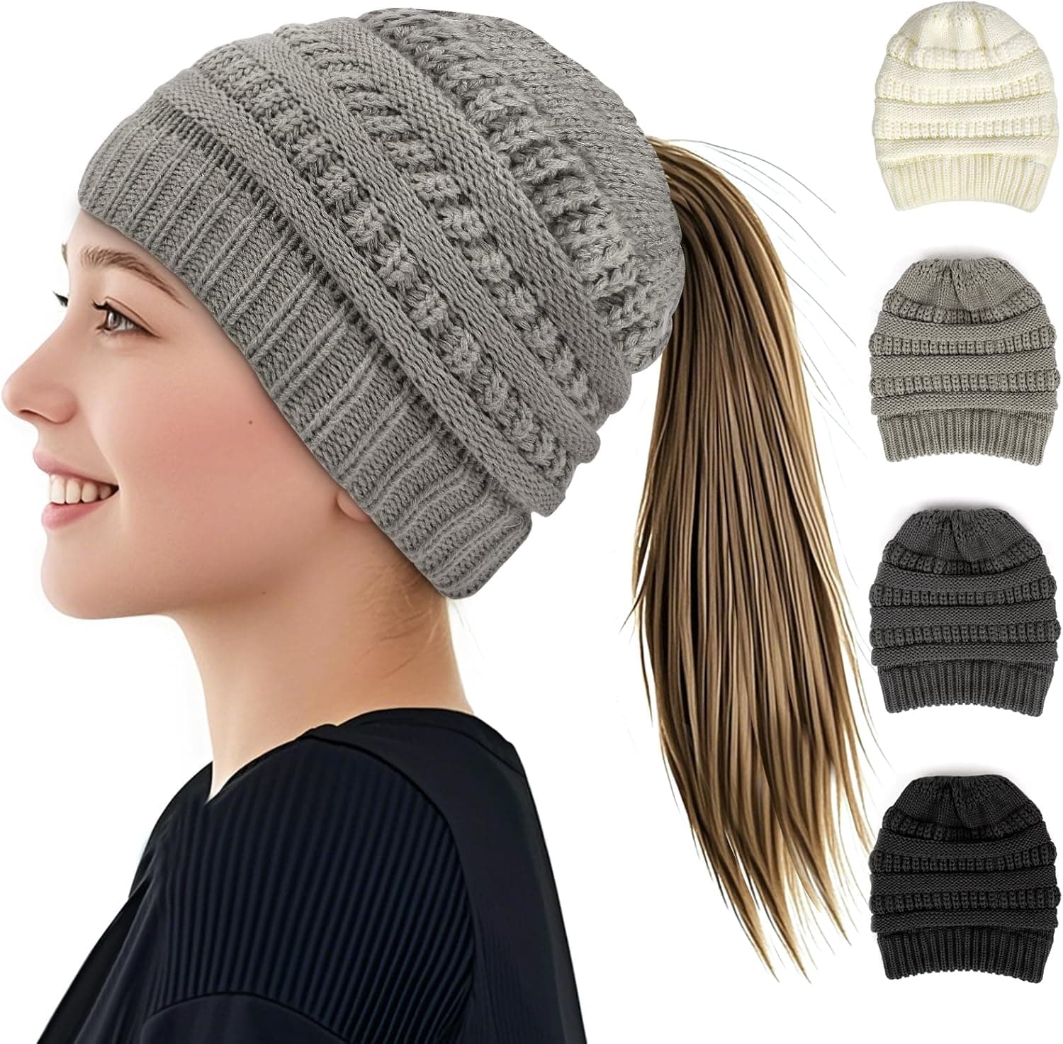 AUYAO Bonnet BeanieTail pour chignon 🧣