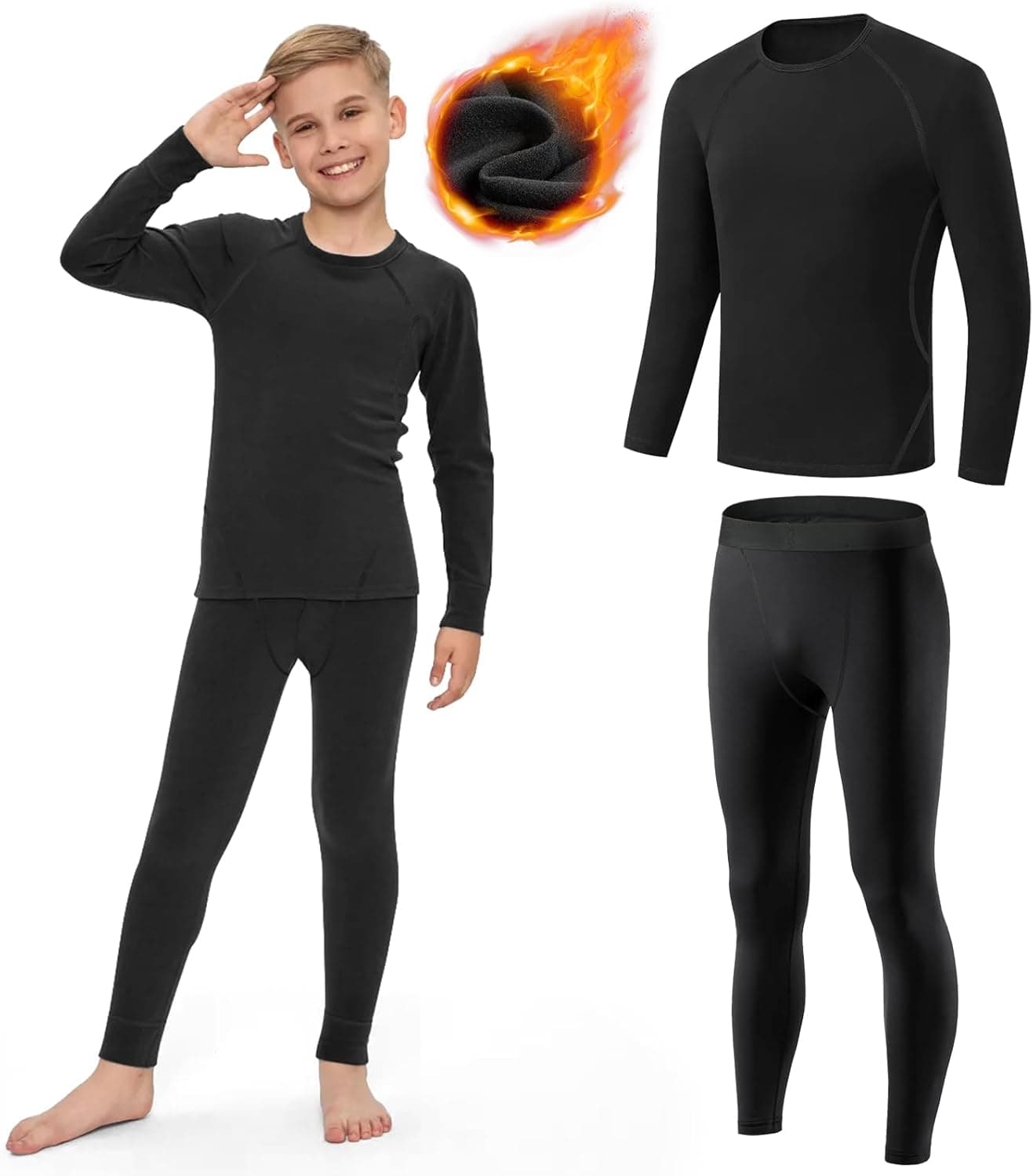 AUYAO Ensemble de sous-vêtements thermiques enfant pour hiver ⌚