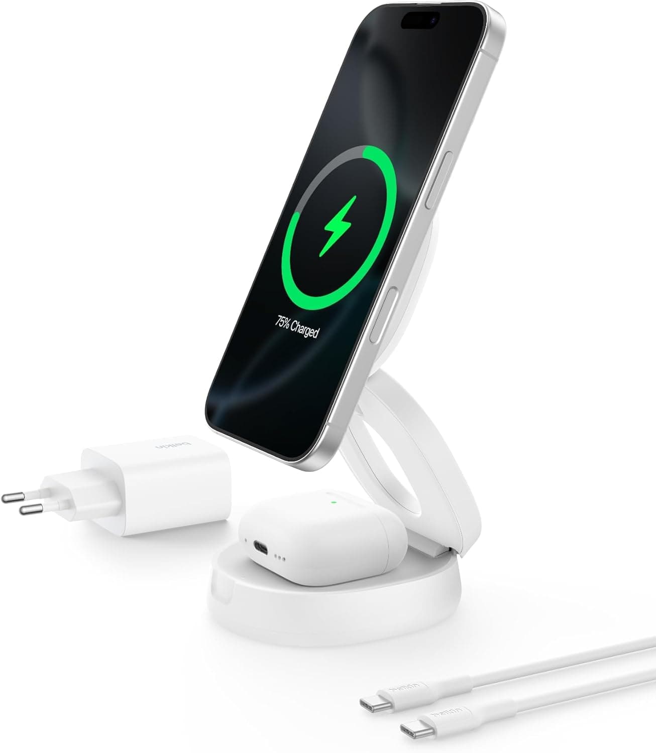 Belkin BoostCharge 2-en-1 pliable 15 W pour iPhone ⌚