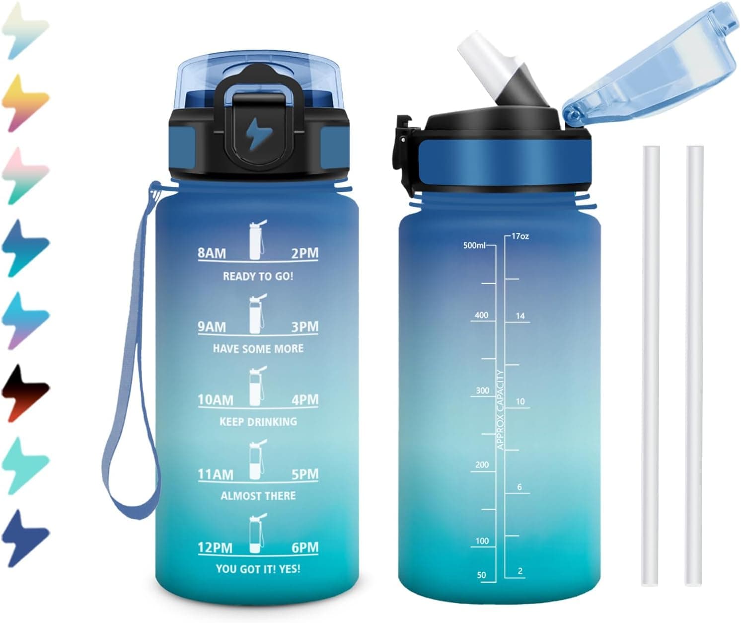Bouteille d'eau Enfant 500 ml — gourde motivante avec paille 🚰