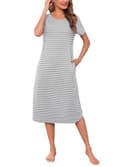 Thumbnail principal de Chemise de nuit Litherday femme coton rayé 🌙