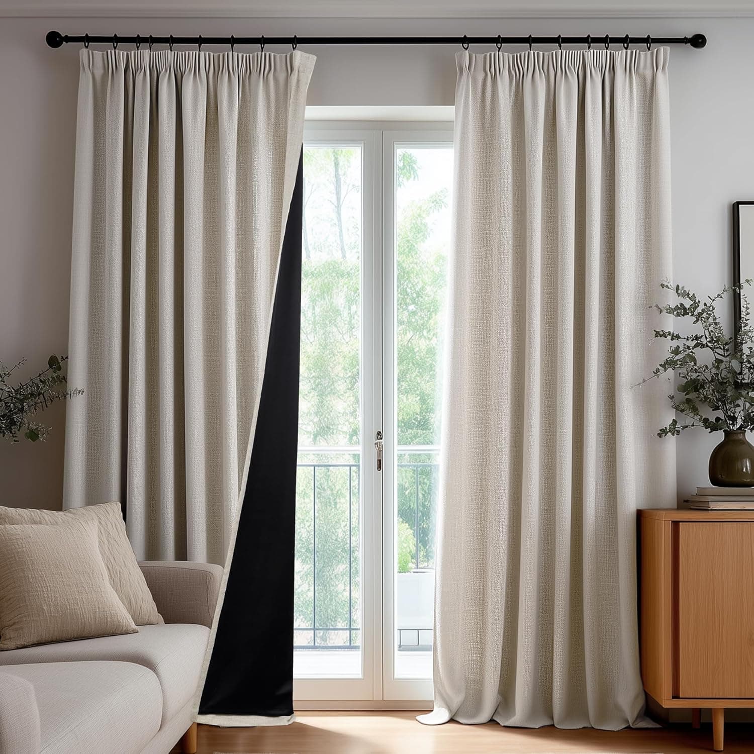 Deconovo Rideaux opaques avec bande froncée lin 200x260 cm 💡