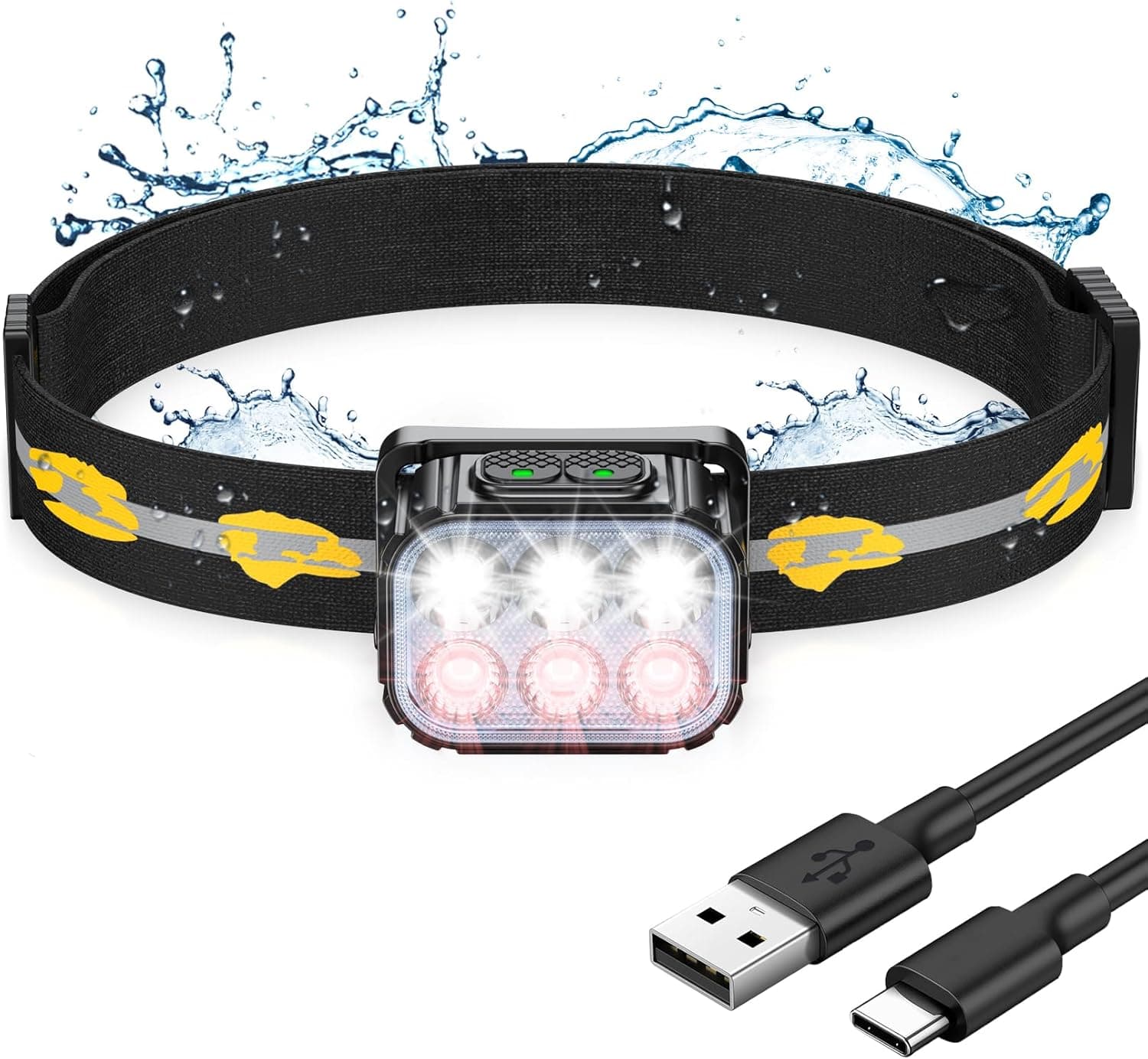 EOIWUY Lampe frontale LED 350 lm, rechargeable, étanche ⛺