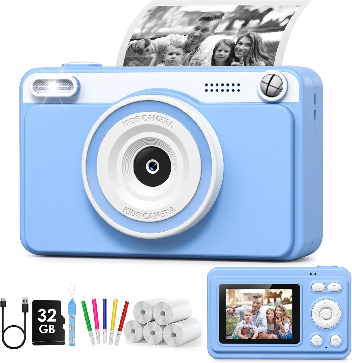 GREENKINDER Appareil photo instantané 2,4" avec impression 32GB 🎥