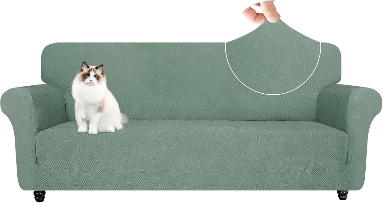 Housse canapé 3 places YSTELLAA avec accoudoirs vert clair ⌚