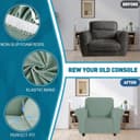 Thumbnail 4 de Housse canapé 3 places YSTELLAA avec accoudoirs vert clair ⌚