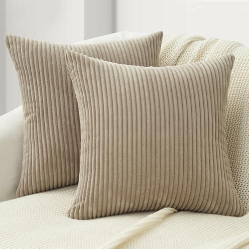 Housse coussin 50x50 velours taupe, lot de 2 🛋️