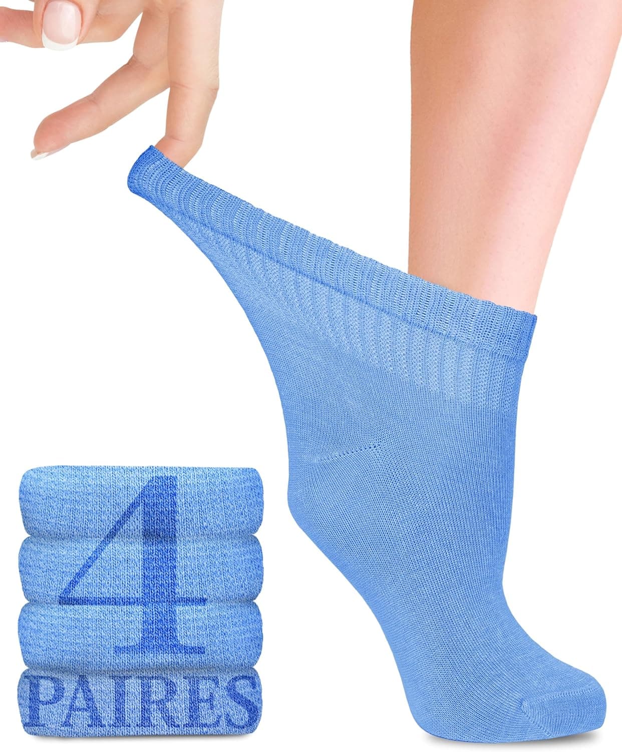 Lot de 4 chaussettes diabète en bambou cheville 🧦