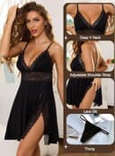 Thumbnail 1 de Lovasy Nuisette Femme Dentelle Papillon ⌚