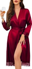 Thumbnail 6 de Lovasy Peignoir dentelle femme mariée long ⌚