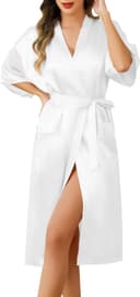 Thumbnail 4 de Lovasy Peignoir Satin Femme Kimono Col V 📷