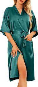 Thumbnail 5 de Lovasy Peignoir Satin Femme Kimono Col V 📷