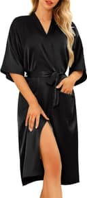 Thumbnail 6 de Lovasy Peignoir Satin Femme Kimono Col V 📷