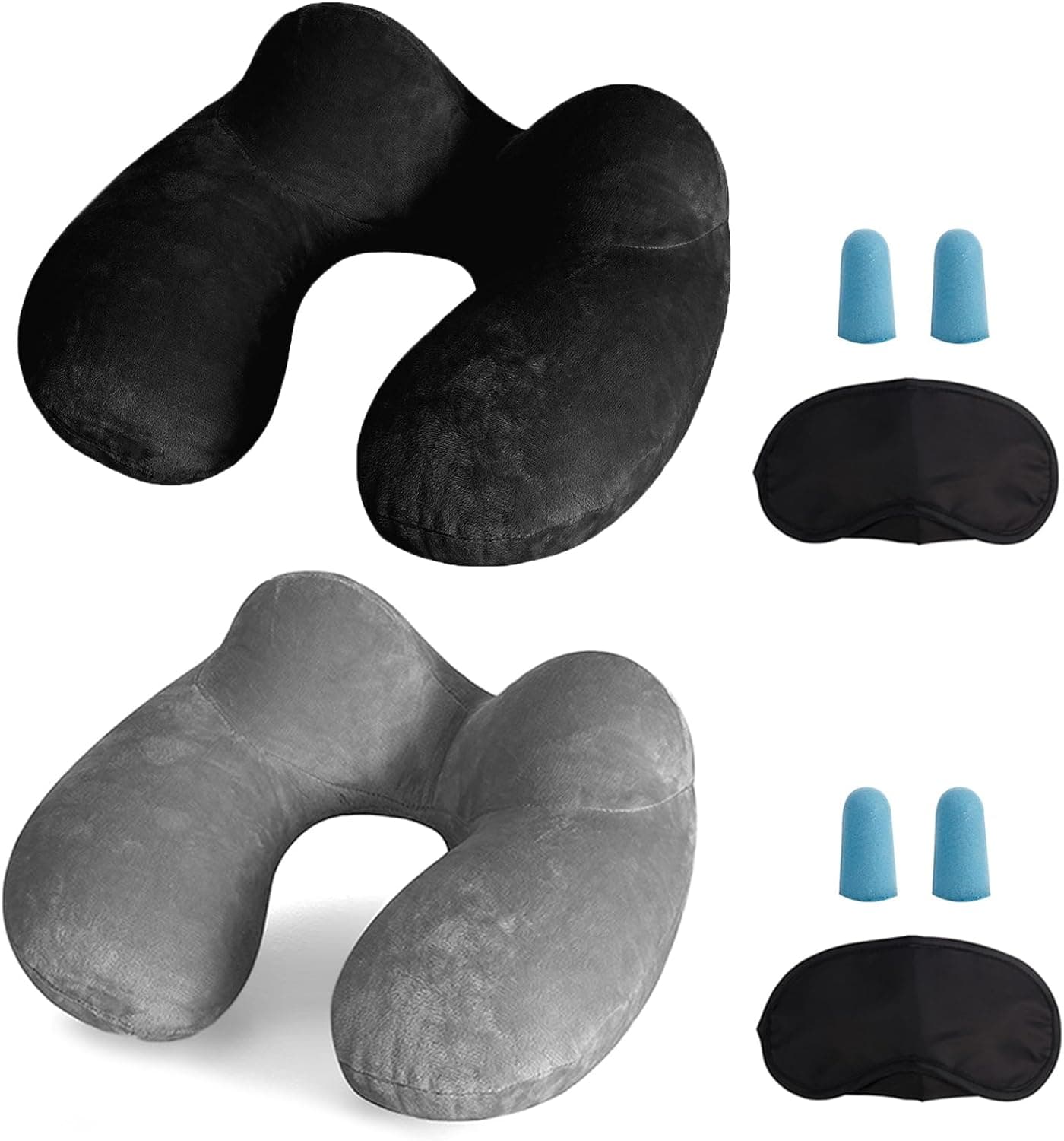 LUZWAY Oreiller de voyage gonflable en velours avec masque 🎒