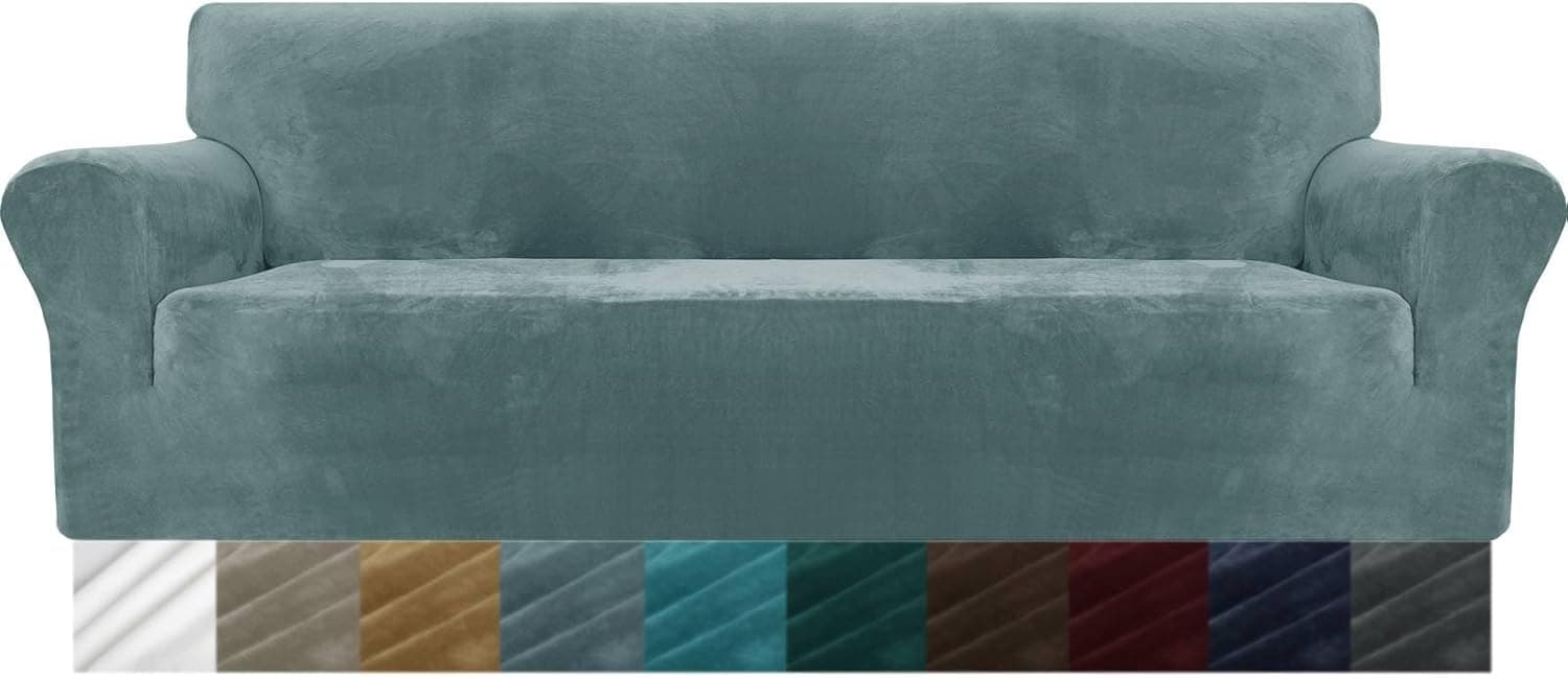 MAXIJIN Housse canapé protection extra large velours antidérapant pour animaux 4 places bleu pâle 📺