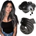 Thumbnail principal de Moresoo extension cheveux naturel froid ombre noir argenté 50 mèche 35 cm ⚙️