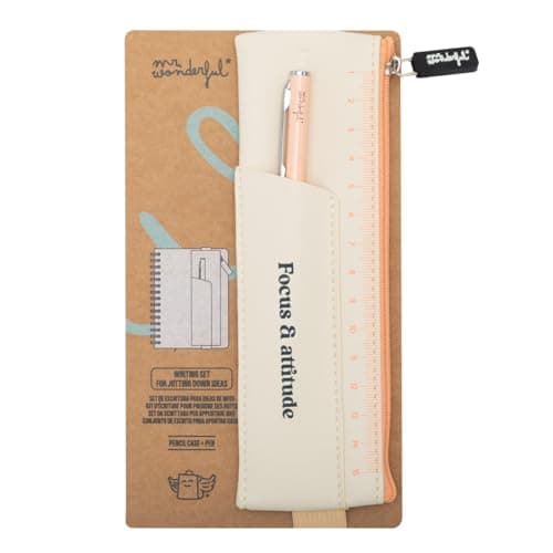 Mr. Wonderful Ensemble d'écriture beige — trousse PU multicolore ✏️