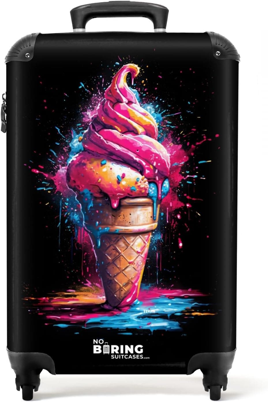 NoBoringSuitcases.com Valise cabine rigide 55x35x25 cm Cornet de glace rose 📦