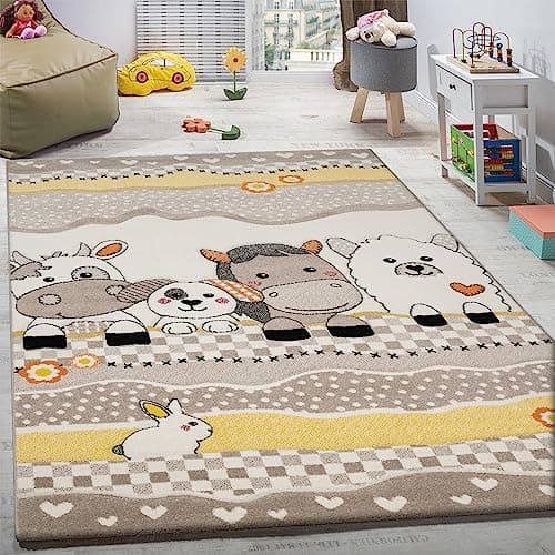 Paco Home tapis enfants ferme beige gris 80x150 cm 🛏️