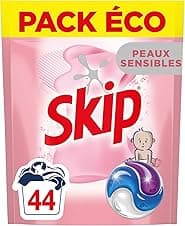 Skip Lessive Capsules Tout-en-1 Peaux Sensibles 44 lavages 🧴