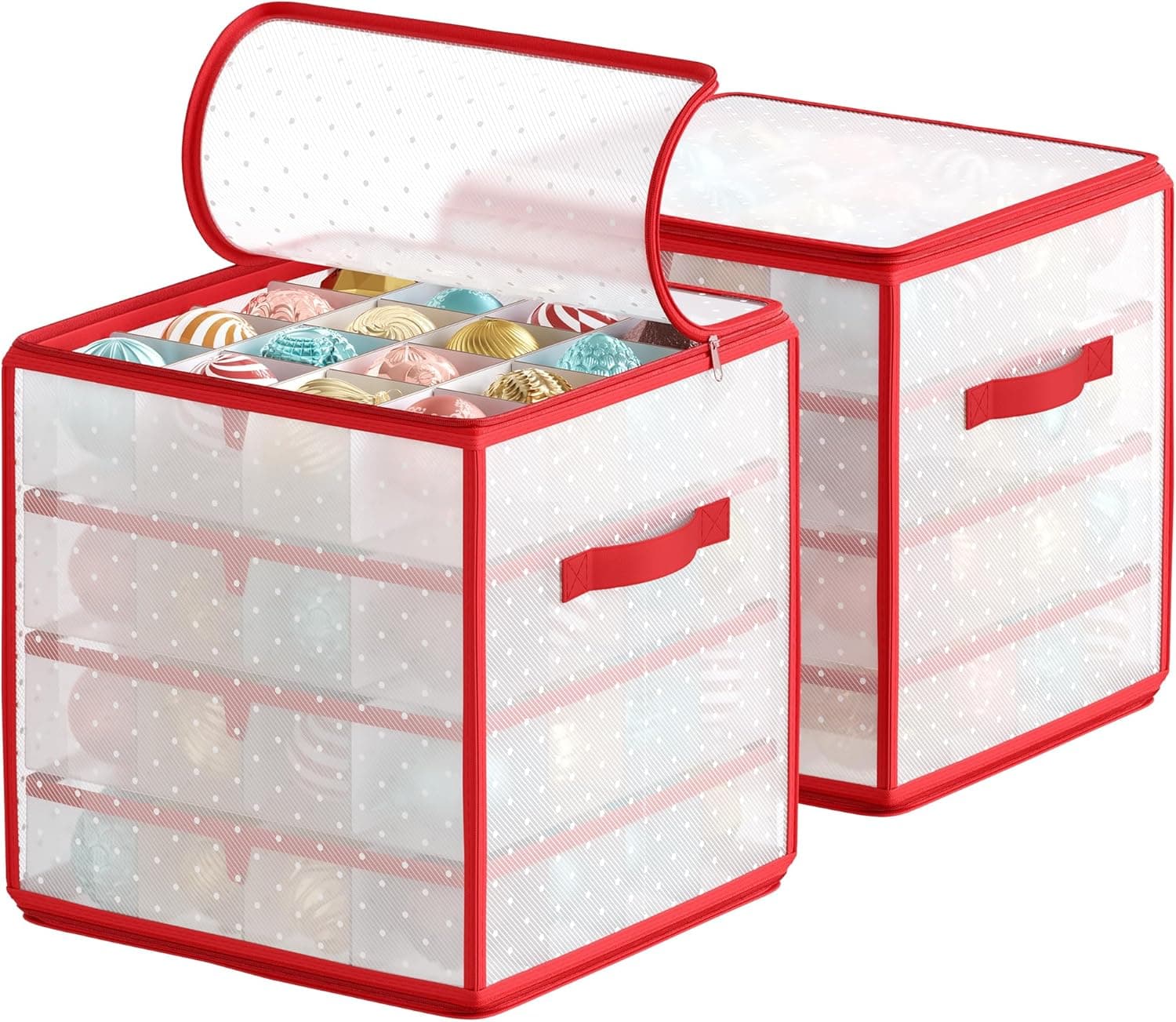 SONGMICS Boîte de Rangement pour Boules de Noël 128 compartiments 7,6 cm 📮