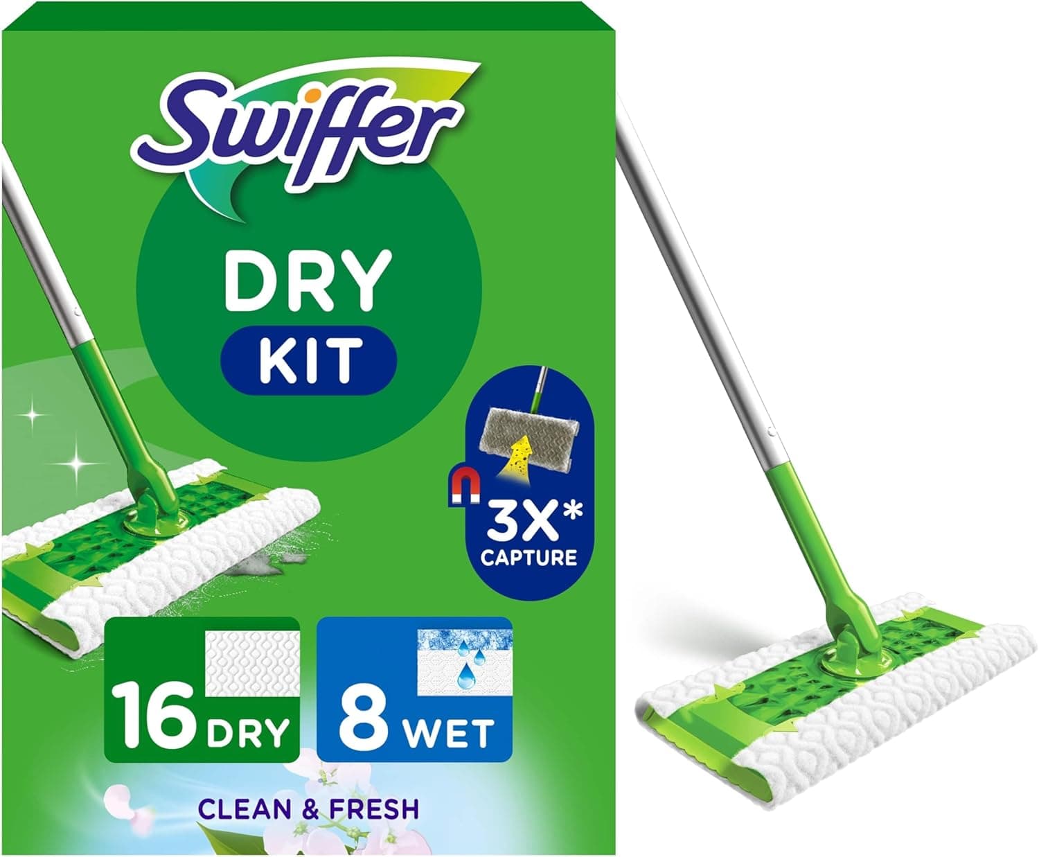 Swiffer Kit Complet Balai — 16 lingettes sèches, 8 humides 🧹