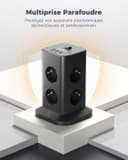 Thumbnail 2 de Tessan Multiprise 3600 W verticale 8 prises + 3 USB Noir ⌚