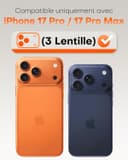 Thumbnail 1 de TOCOL Protection caméra iPhone 17 Pro Max lot de 2, verre trempé bleu 📷