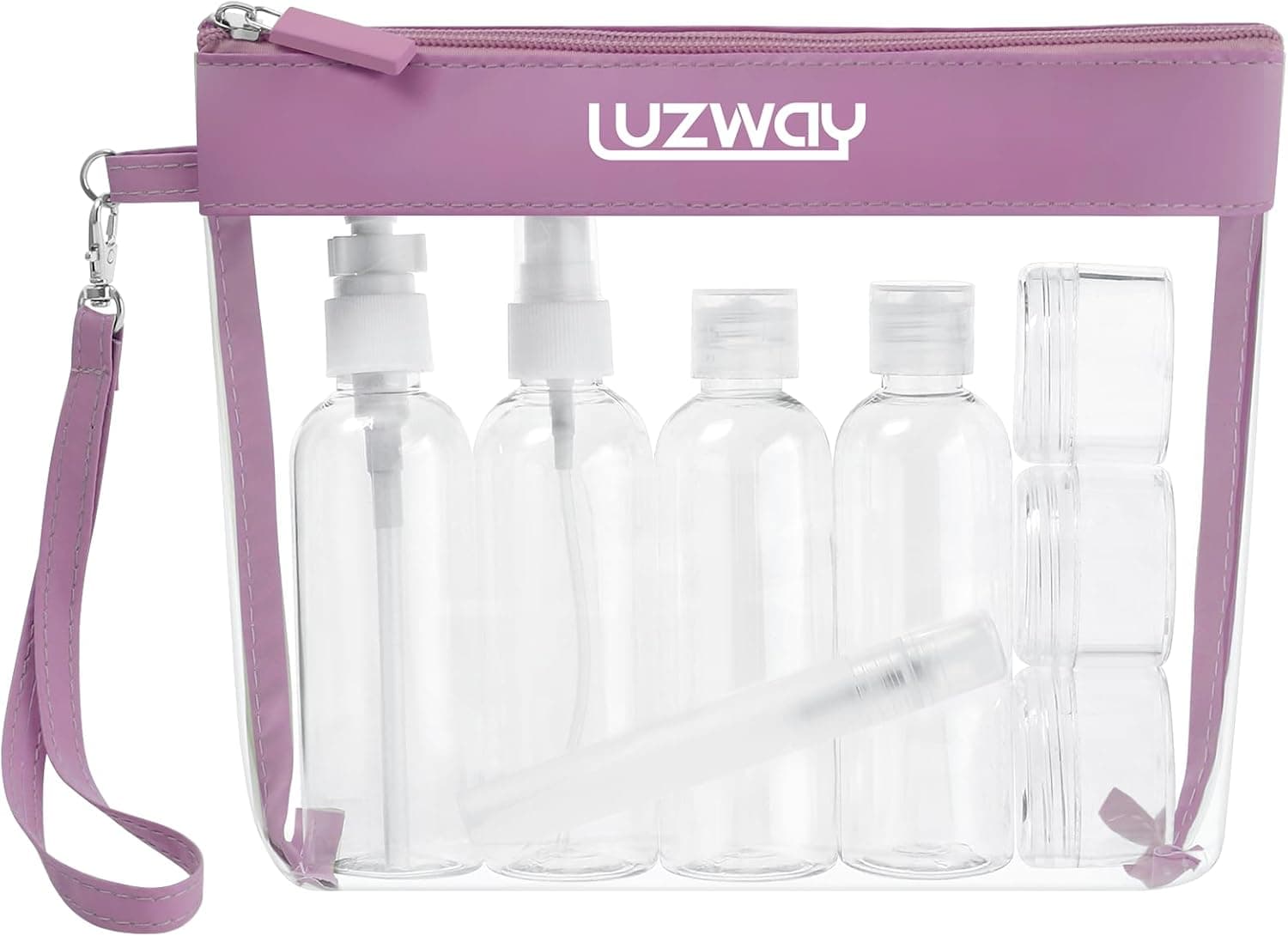 Trousse de Toilette Transparente + 8 Bouteilles pour Voyager 📦