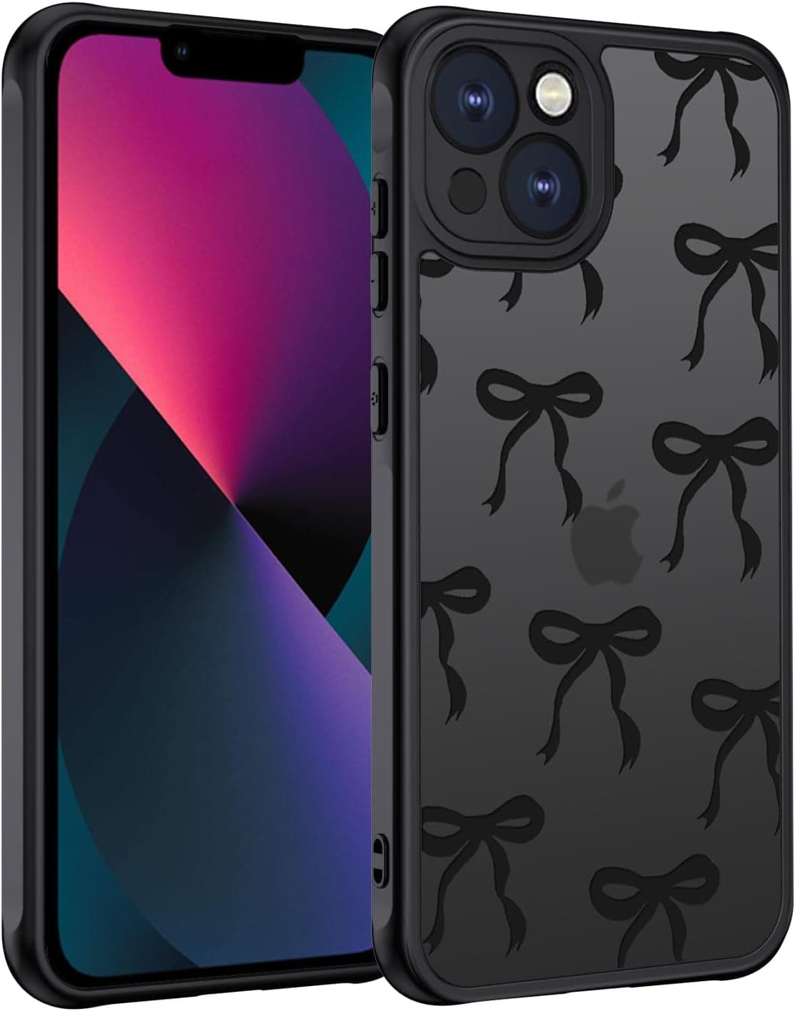 TUUTPU Coque iPhone 13 motif nœud papillon, matte noir 📱